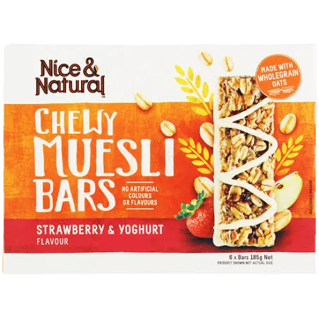 Nice & Natural Strawberry & Cream Roasted Nut Bars 6pk 192g